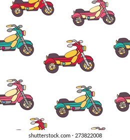 Vector hand drawn set of icons with transport. Bike, bicycle, car, truck, bus, scooter, long board.