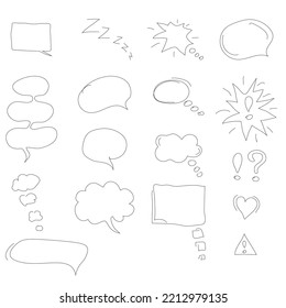 Von Hand gezeichnete Skizze-Sprechblasen Wolken umkreisen Herzen