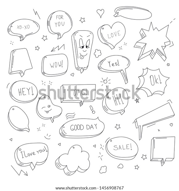 Vector Hand Drawn Set Sketch Speech Stock Vector Royalty Free 1456908767 Shutterstock 2834