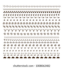 Vector hand drawn set of some uncolored trendy text dividers and decorations. Special for printed goods and books, typographical image and design element.