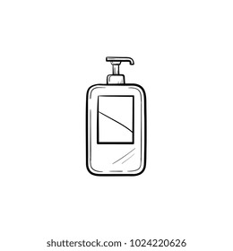 Vektor handgezeichnet Shampoo Umriss-Symbol. Shampoo-Skizze für Druck, Web, Mobil- und Infografiken einzeln auf weißem Hintergrund.