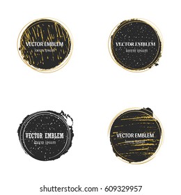 Vector hand drawn shapes for brand identity and logo design isolated on background and easy to use. Brush and inc design elements with gold grunge texture.