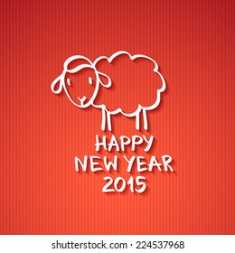 vector hand drawn sheep, happy new year 2015
