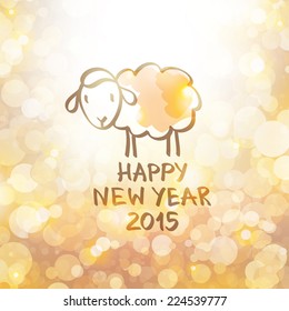 vector hand drawn sheep, happy new year 2015