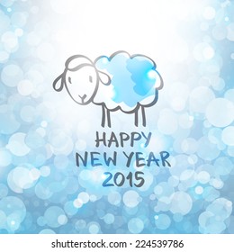 vector hand drawn sheep, happy new year 2015