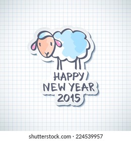 vector hand drawn sheep, happy new year 2015