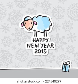 vector hand drawn sheep, happy new year 2015