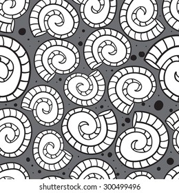 Vector hand drawn shells seamless pattern