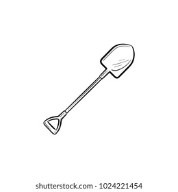 Vector hand drawn Shovel outline doodle icon. Shovel sketch illustration for print, web, mobile and infographics isolated on white background.