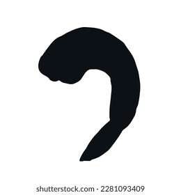 Vector hand drawn shrimp silhouette isolated on white background