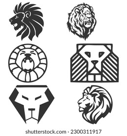 Vector hand drawn silhouette of the male lion