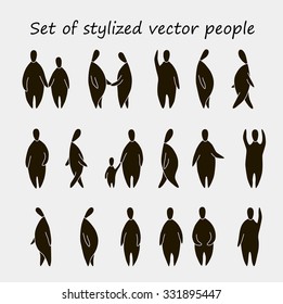 Vector hand drawn silhouette of people, for landscape and architecture, sketch