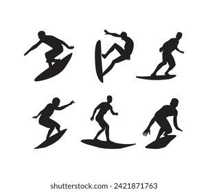 vector hand drawn silhouette of a surfer