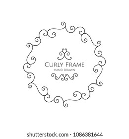 Vector hand drawn simple curly frame.