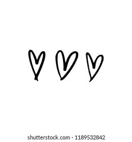 Vector hand drawn simple cute hearts illustration. Love symbols. Decor elements for logo, label, emblem, poster, postcard and other