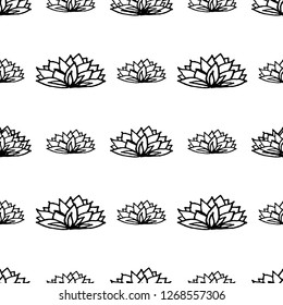 Vector hand drawn simple pattern.Lotus.