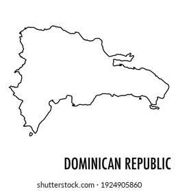 Vector hand drawn simple style illustration line contour drawing of the map of Dominican Republic isolated on white background