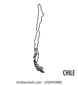 Vector hand drawn simple style illustration line contour drawing of the map of Chile isolated on white background