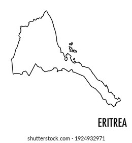 Vector hand drawn simple style illustration line contour drawing of the map of Eritrea isolated on white background