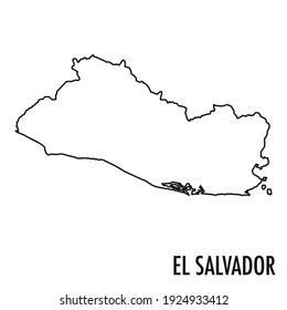 Vector hand drawn simple style illustration line contour drawing of the map of El Salvador isolated on white background