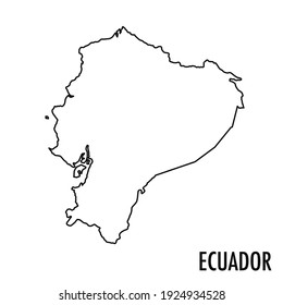 Vector hand drawn simple style illustration line contour drawing of the map of Ecuador isolated on white background