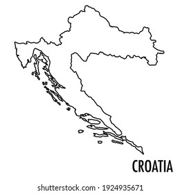 Vector hand drawn simple style illustration line contour drawing of the map of Croatia isolated on white background