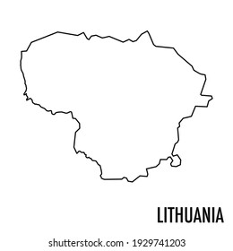 Vector hand drawn simple style illustration line contour drawing of the map of Lithuania isolated on white background