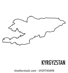 Vector hand drawn simple style illustration line contour drawing of the map of Kyrgyzstan isolated on white background