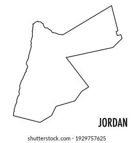 Dibujo manual estilo simple tipo vector línea contorno del mapa de Jordania aislado en fondo blanco