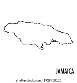 Vector hand drawn simple style illustration line contour drawing of the map of Jamaica isolated on white background