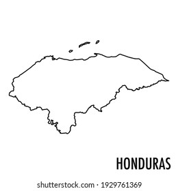 Vector hand drawn simple style illustration line contour drawing of the map of Honduras isolated on white background
