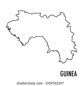 Vector hand drawn simple style illustration line contour drawing of the map of Guinea isolated on white background
