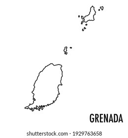 Dibujo manual estilo simple gráfico línea contorno del mapa de Granada aislado en fondo blanco
