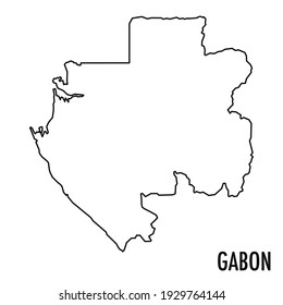 Vector hand drawn simple style illustration line contour drawing of the map of Gabon isolated on white background