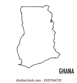 Vector hand drawn simple style illustration line contour drawing of the map of Ghana isolated on white background