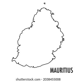 Vector hand drawn simple style illustration line contour drawing of the map of Mauritius isolated on white background