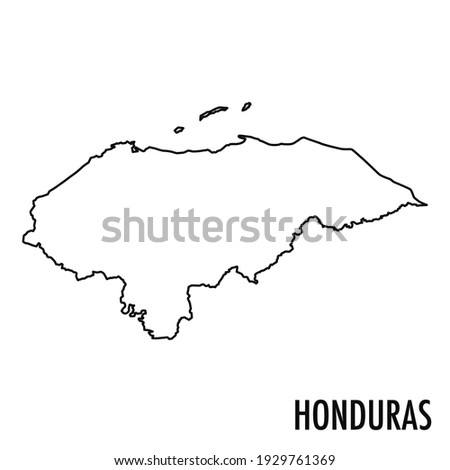 Vector hand drawn simple style illustration line contour drawing of the map of Honduras isolated on white background