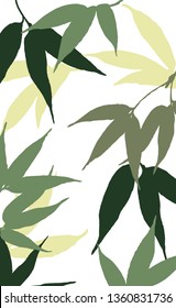 vector hand drawn simplified sketch of bamboo leaves in trendy colors. 