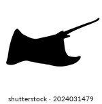 Vector hand drawn skate fish devil fish silhouette isolated on white background