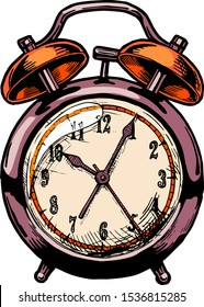 Vector hand drawn sketch of Alarm clock.