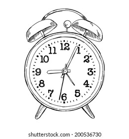 Vector Hand Drawn Sketch Alarm Clock