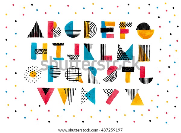 Vector Hand Drawn Sketch Alphabet Geometric Stock Vector (Royalty Free ...