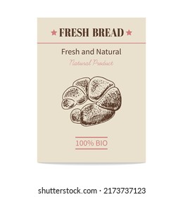 Vektorhandgezeichnetes, bagel Poster mit Skizze. Brotgrafik.  Symbole und Elemente für Druck, Etiketten, Verpackungen.