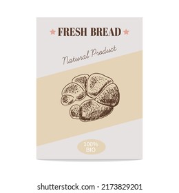 Vector hand drawn sketch bagel  poster. Bread illustration.  Elements for print, labels, packaging.