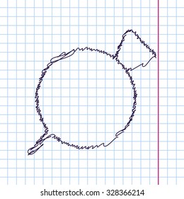 Vector hand drawn sketch beet icon on copybook. Doodle style 