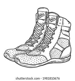 Zapatos de boxeo con dibujo a mano de vectores