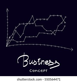 Vector hand drawn sketch. Business vector concept illustration. Schedule in vector for design and illustration presentations. A visual representation of the function. Graph.