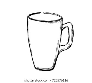 Vector hand drawn sketch coffee mug. Illustration for design, print or background.