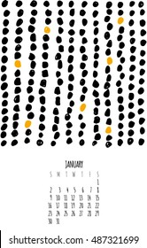 Vector hand drawn sketch colorful calendar 2017. Geometric pattern