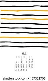 Vector hand drawn sketch colorful calendar 2017. Geometric pattern